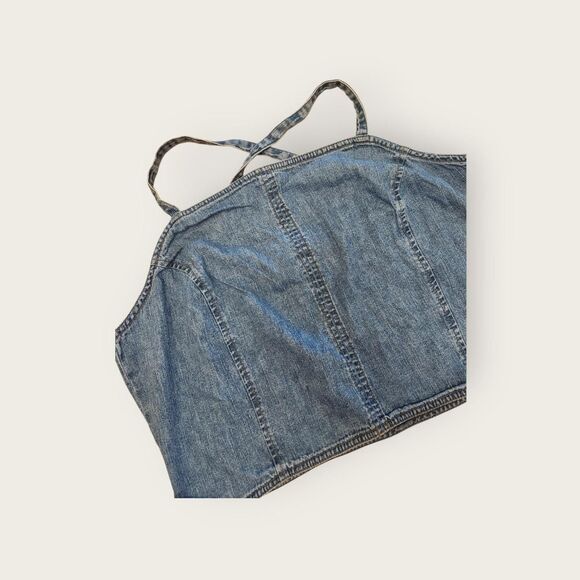 Vintage Y2k early 2000s Route 66 blue denim cropped adjustable strap tank top - Picture 3 of 4